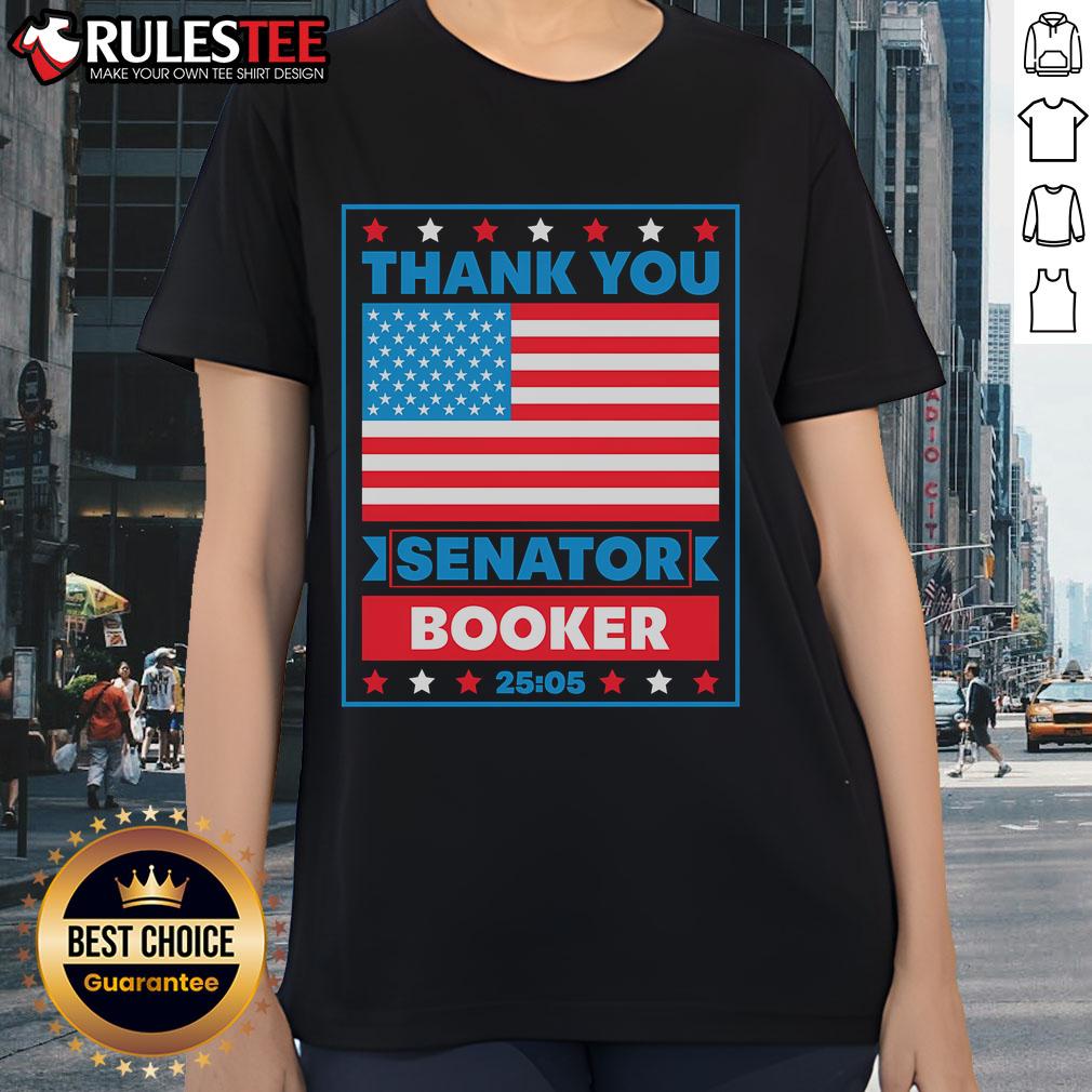 Awesome Thank You Senator Cory Booker Ladies Tee featuring American flag design - perfect for patriots and supporters.