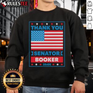 Awesome thank you sweatshirt for Senator Cory Booker featuring an America flag design, perfect for patriotic supporters.