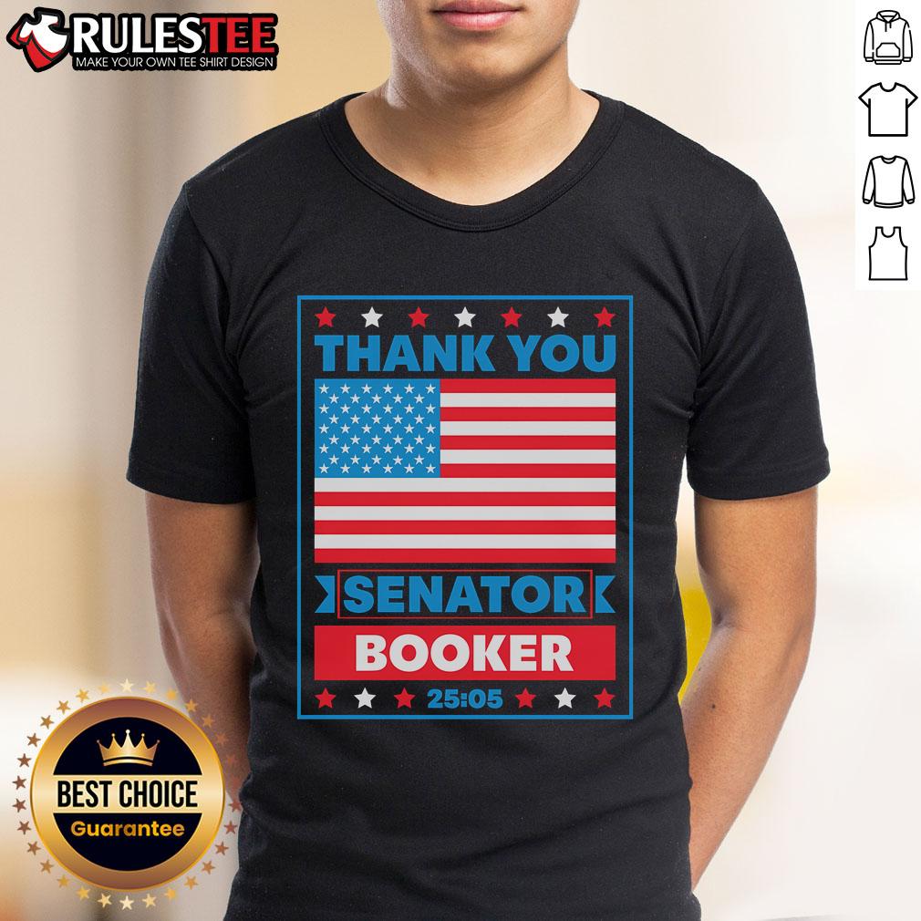 Awesome Thank You Senator Cory Booker T-Shirt featuring the American flag design, perfect for patriotic supporters.