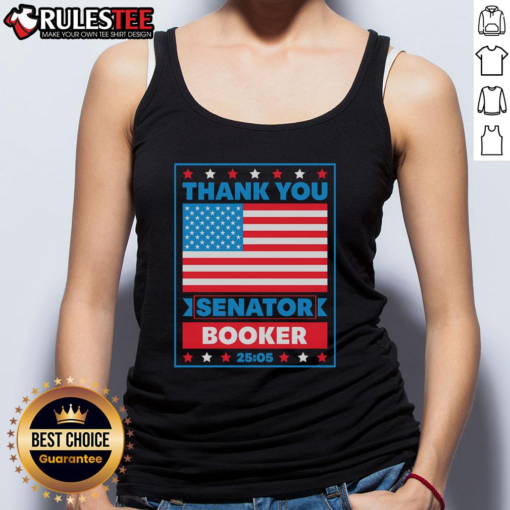 Awesome thank you tank top featuring Senator Cory Booker and the American flag design, perfect for patriotic events.