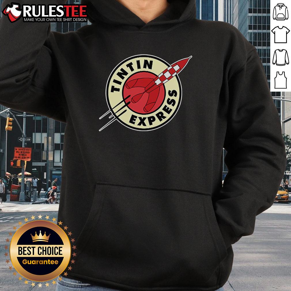 Awesome Tintin Express Rocket Hoodie featuring vibrant graphics and a comfortable fit, perfect for fans of the classic comic.