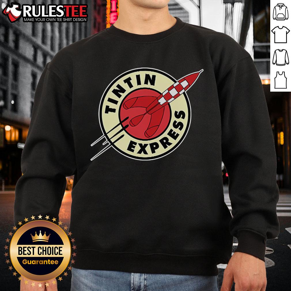 Awesome Tintin Express Rocket Sweatshirt featuring vibrant design and comfortable fit for Tintin fans and casual wear.