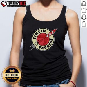 Alt Text: Awesome Tintin Express Rocket Tank Top featuring vibrant graphics inspired by the classic Tintin adventures.