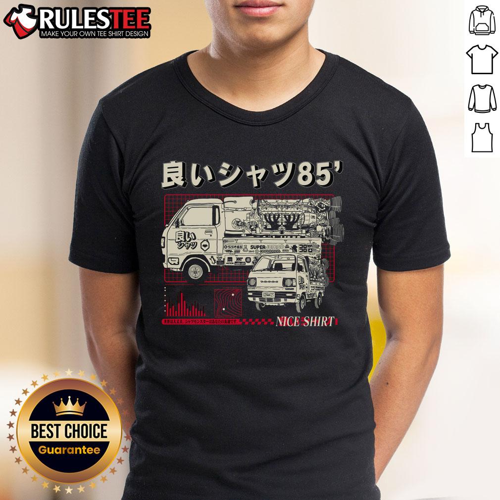Awesome Truck-Kun Rocket Nice Shirt 1985 T-Shirt featuring a vibrant design of Truck-Kun and retro graphics.