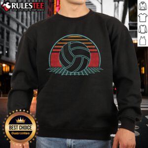 Retro 80s style sweatshirt featuring an awesome volleyball lover graphic, perfect for fans of vintage volleyball fashion.