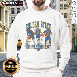 Awesome Warriors Triple Threat Green Curry Butler III Sweatshirt featuring vibrant colors and comfortable fit for fans.