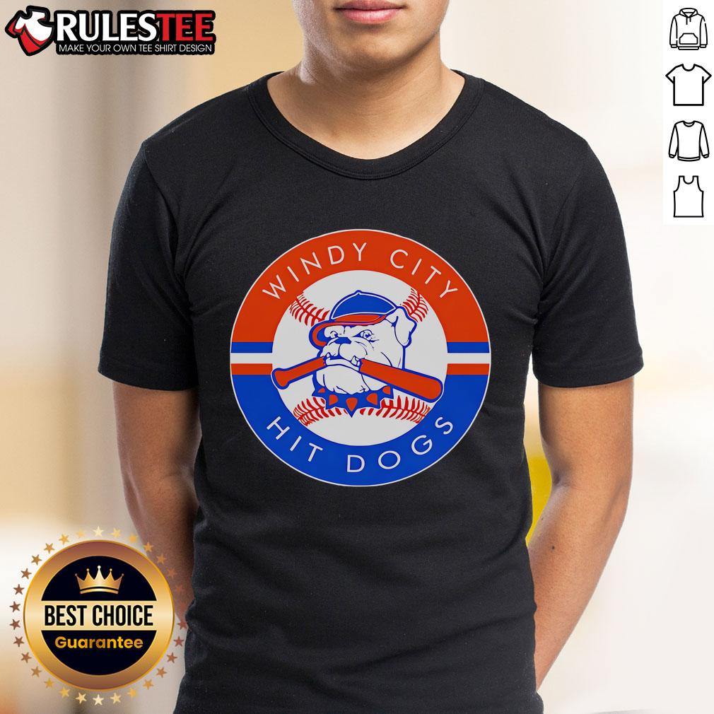 Alt Text: Awesome Windy City Hit Dawgs Logo T-Shirt featuring bold graphics and vibrant colors, perfect for fans.
