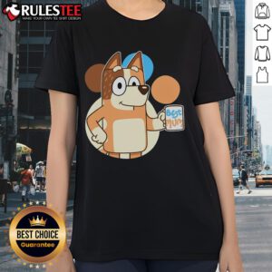 Cute Bluey Orange Mum Best Mum Ladies Tee featuring playful design perfect for stylish moms.