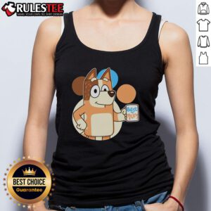 Alt Text: Cute Bluey Orange Mum Best Mum Tank Top featuring a playful design perfect for Mother's Day or casual wear.