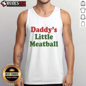 Alt Text: Adorable 'Daddy's Little Meatball' tank top for kids, featuring playful typography and a fun design for summer wear.