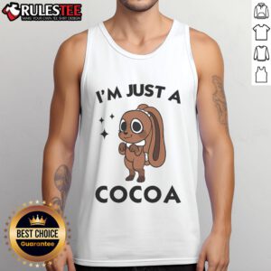 Alt Text: Cute Dandy's World Easter Cocoa the Chocolate Easter Bunny tank top featuring a fun, colorful design for spring celebrations.