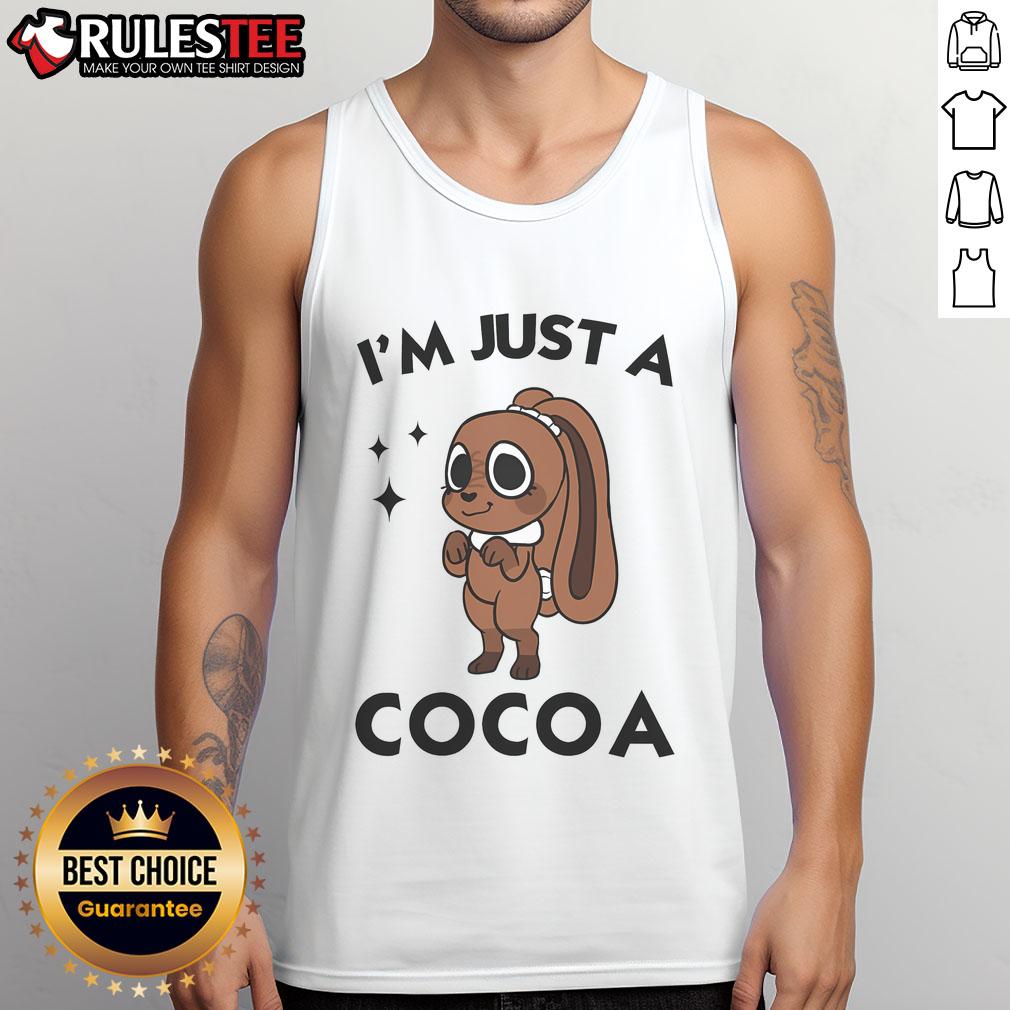 Alt Text: Cute Dandy's World Easter Cocoa the Chocolate Easter Bunny tank top featuring a fun, colorful design for spring celebrations.