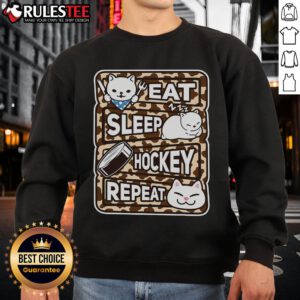 Cute Eat Sleep Hockey Repeat sweatshirt for hockey lovers featuring a playful design perfect for game day.
