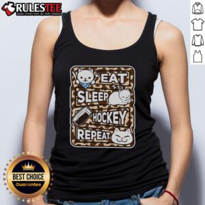 Cute Eat Sleep Hockey Repeat tank top for hockey lovers, featuring a fun design perfect for sports enthusiasts.