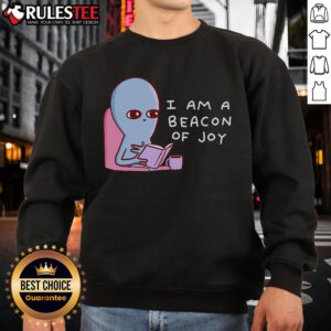 Cute 'I Am A Beacon Of Joy' Strange Planet sweatshirt featuring vibrant colors and playful design for casual wear.