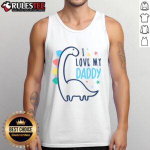 Cute I Love My Daddy Dinosaur Tank Top for kids, featuring a playful dinosaur graphic and vibrant colors.