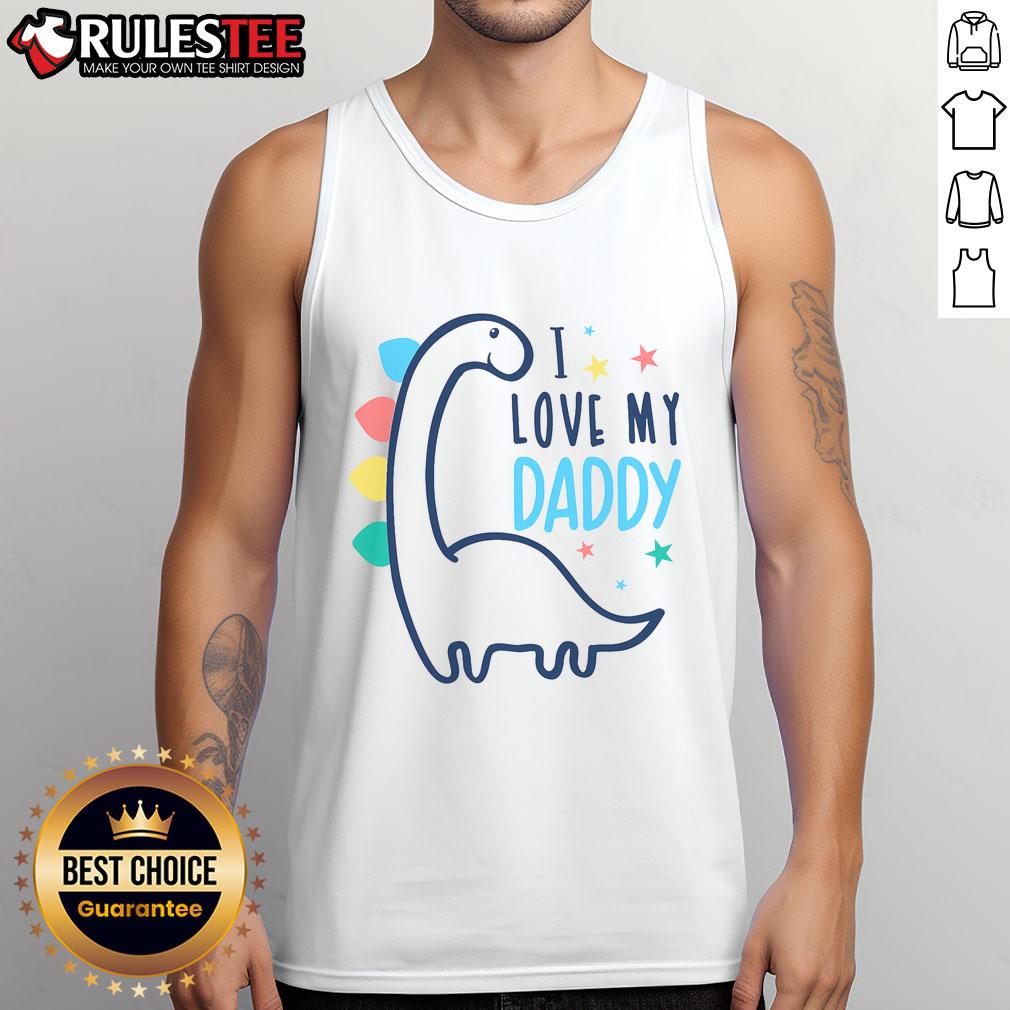 Cute I Love My Daddy Dinosaur Tank Top for kids, featuring a playful dinosaur graphic and vibrant colors.