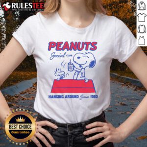 Alt Text: Cute Peanuts Social Club ladies tee, celebrating friendship since 1950 with a fun and stylish design.