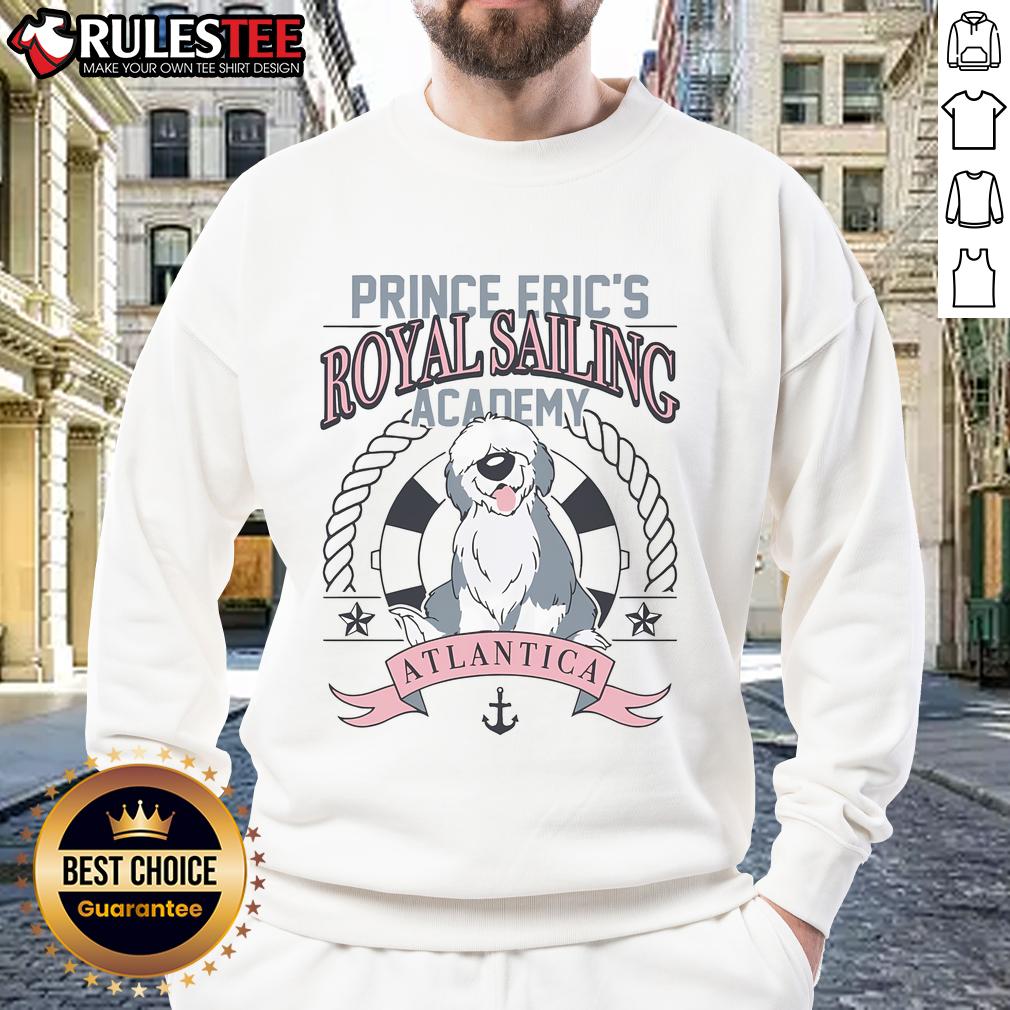 Alt Text: Cute Prince Eric's Royal Sailing Academy sweatshirt inspired by The Little Mermaid, perfect for fans and cozy wear.