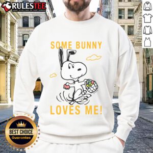 Alt Text: Cute Snoopy Peanuts Some Bunny Loves Me sweatshirt featuring a playful design with vibrant colors and cozy style.