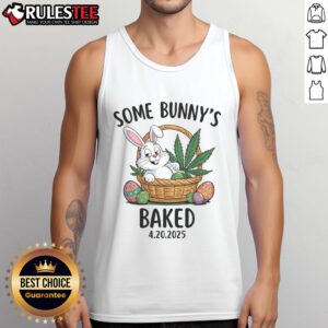 Cute bunnies wearing festive attire on a tank top for Easter humor, perfect for a fun 4.20 celebration.