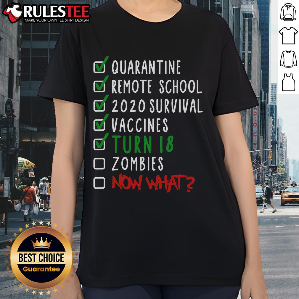 Funny 18th birthday checklist for ladies on a stylish tee, perfect for celebrating this milestone with humor and style.