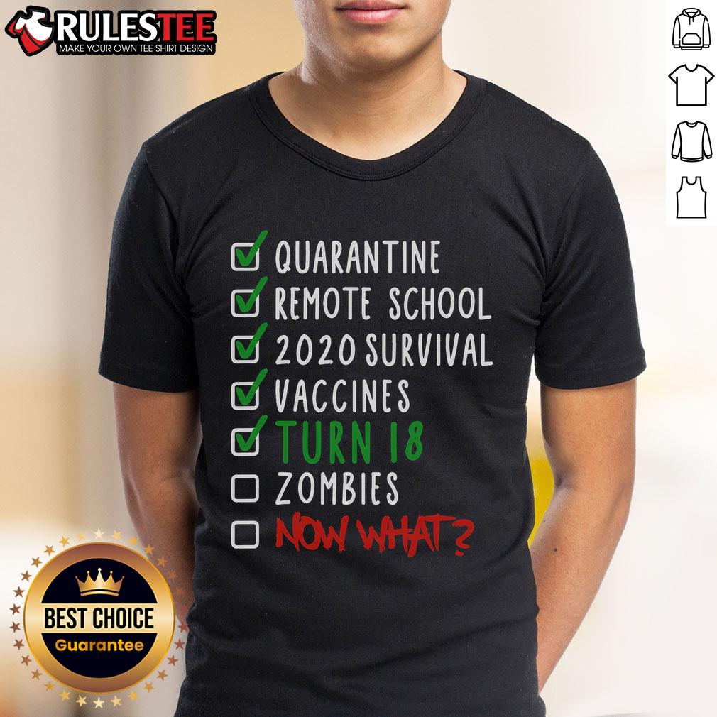 Funny 18th Birthday Check List T-Shirt featuring humorous items for celebrating turning 18, perfect for birthday parties.