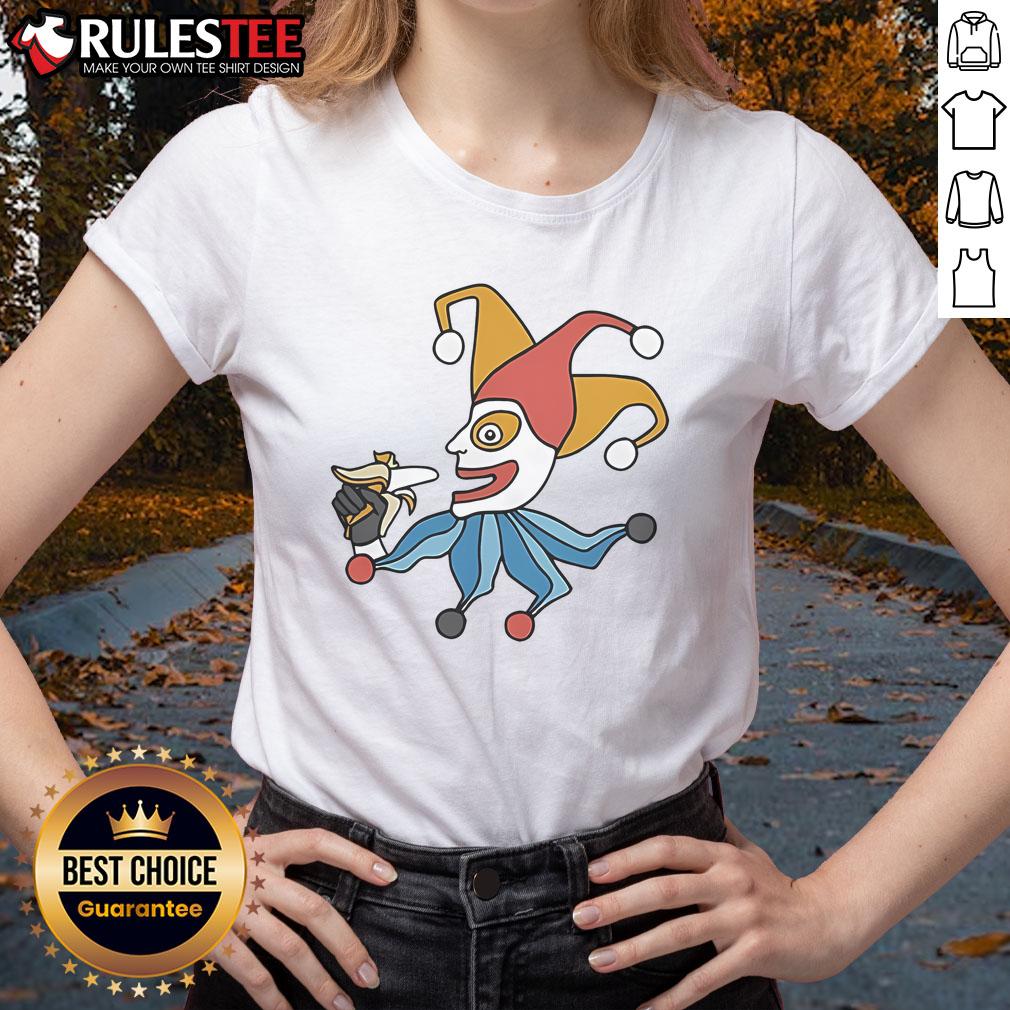 Funny Balatro April Fools Jimbo Ladies Tee featuring a humorous design perfect for April Fools' Day celebrations.