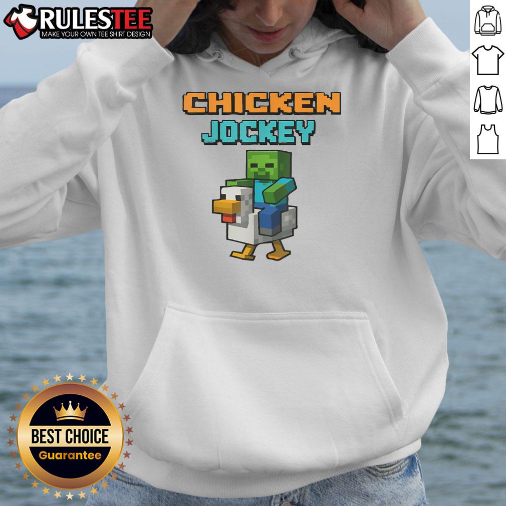 Funny Chicken Jockey Zombie pixel art design on a gamer hoodie, perfect for zombie fans and gaming enthusiasts.