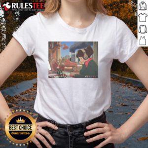 Funny Lofi Girl in daytime setting wearing a stylish tee, perfect for casual September 11 outings. Ideal for ladies' fashion.