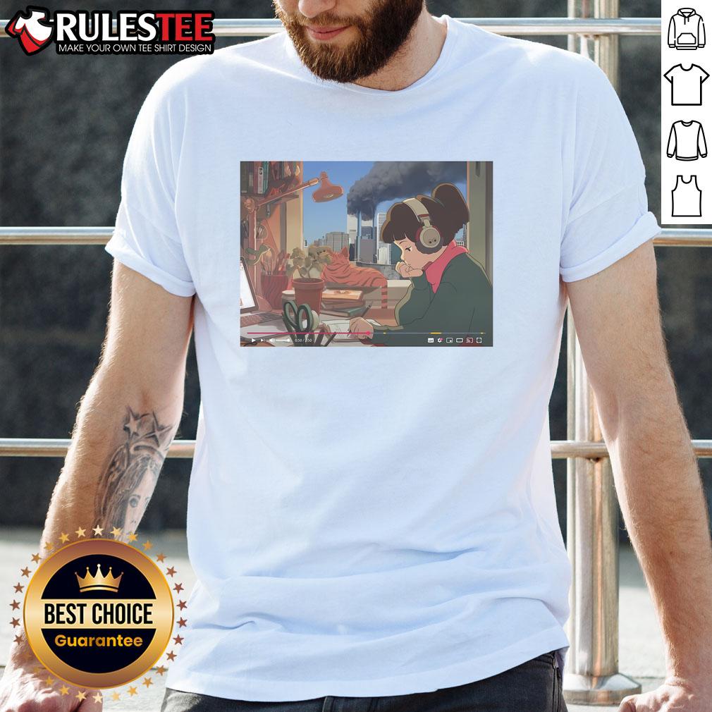 Alt Text: Funny Lofi Girl Daytime September 11 T-Shirt design featuring a chill cartoon girl with headphones and a sunny backdrop.
