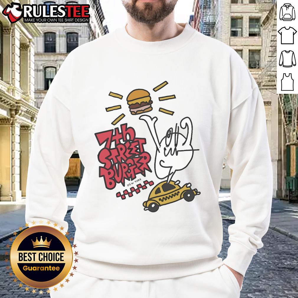 Good 7th Street Burger Masaya collaboration New York sweatshirt featuring stylish design and trendy colors.