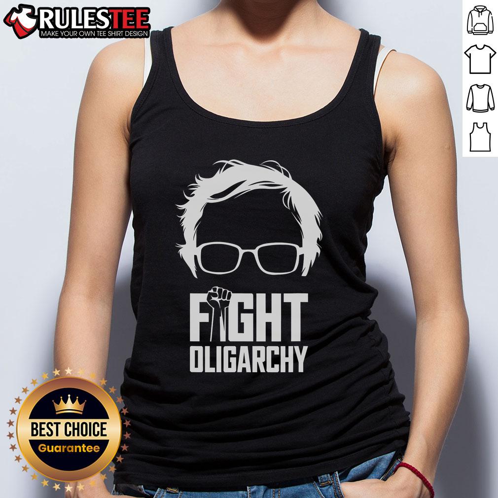 Hot Fight Oligarchy Protest tank top featuring Bernie Sanders and AOC, symbolizing resistance against inequality.