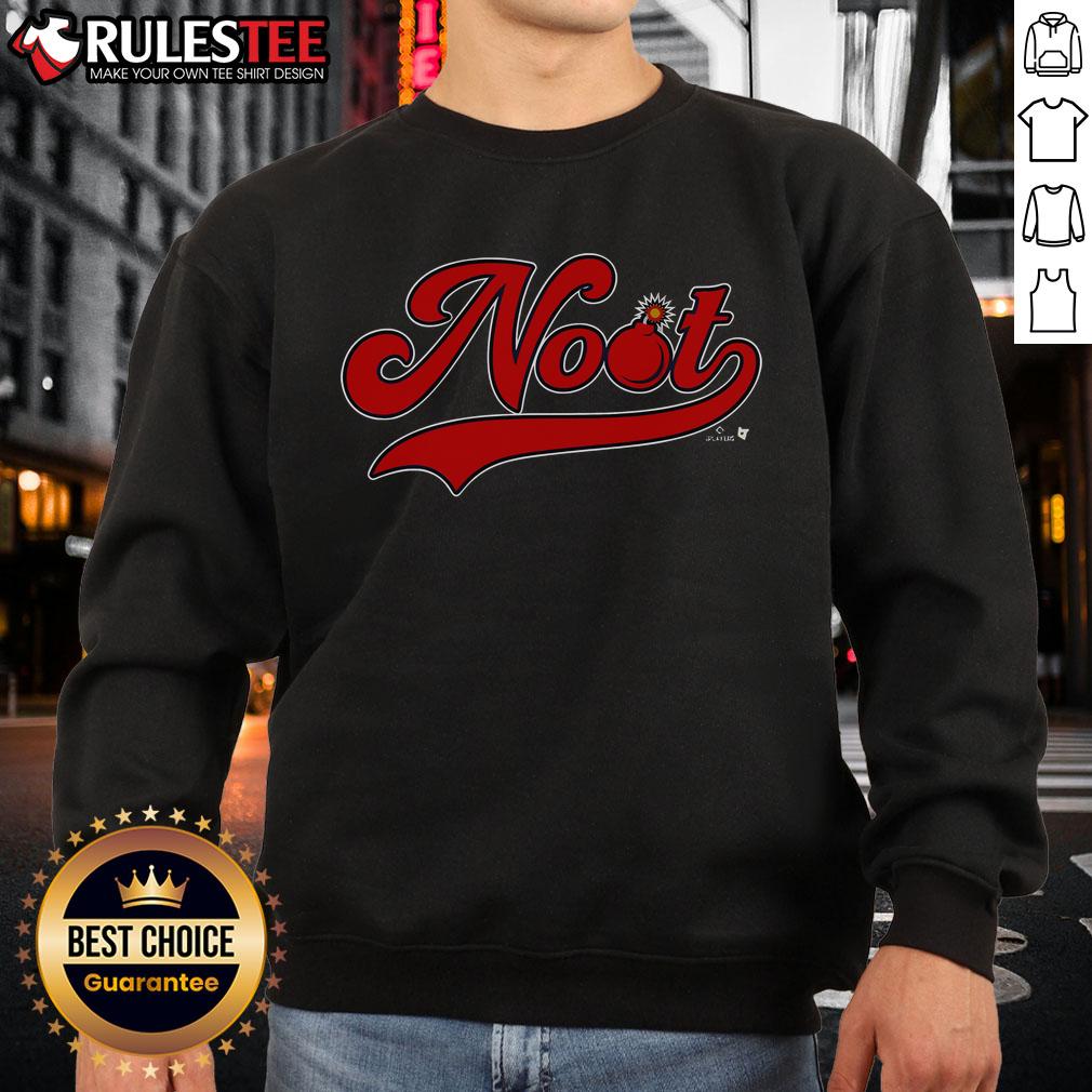 Official Lars Nootbaar Noot Bomb sweatshirt featuring a stylish design for baseball fans and Nootbaar supporters.