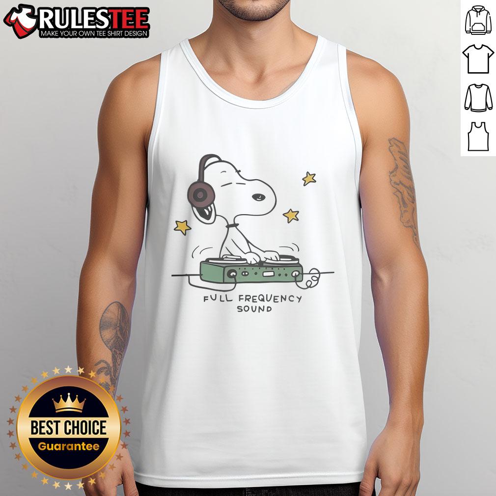 Official Snoopy DJ Full Frequency Sound Tank Top featuring a playful Snoopy graphic for music lovers and fans.