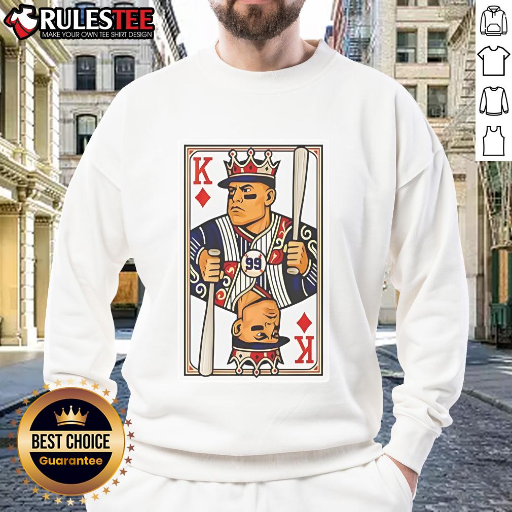Aaron Judge Diamond King Card Sweatshirt featuring vibrant graphics of the baseball star, perfect for fans and collectors.