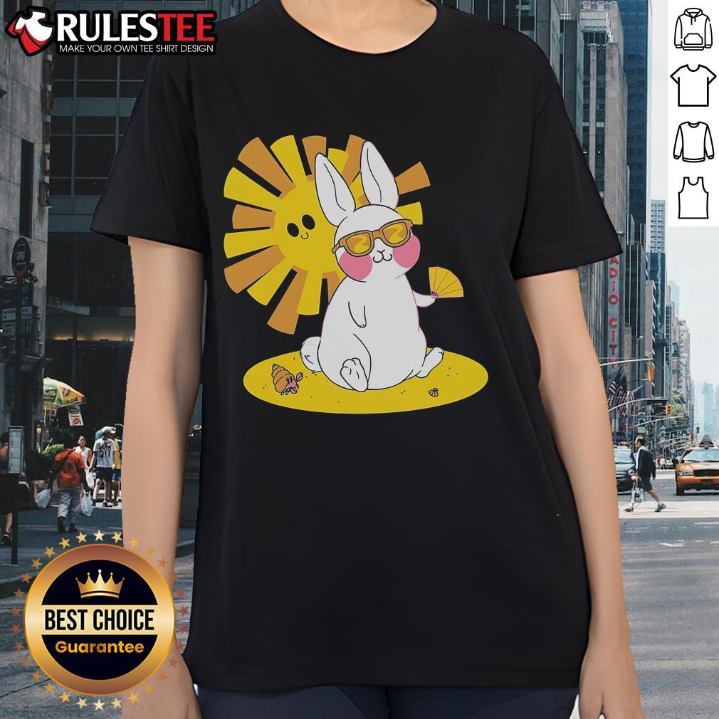 Awesome Beach Bun Bunny Ladies Tee featuring a cute bunny design perfect for summer outings and beach days.