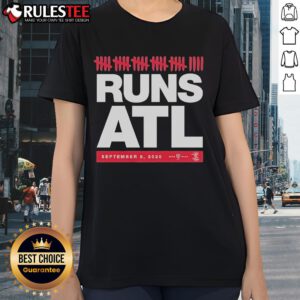 Awesome Braves Historic 29 Run Game September 2021 Ladies Tee featuring vibrant team colors and commemorative design.