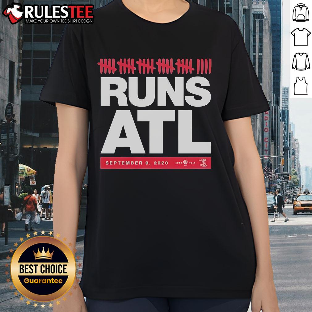 Awesome Braves Historic 29 Run Game September 2021 Ladies Tee featuring vibrant team colors and commemorative design.