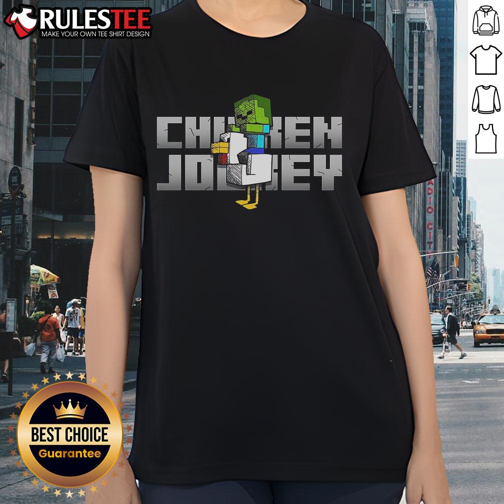 Awesome Chicken Jockey Minecraft Chicken Zombie graphic on a stylish ladies tee, perfect for gamers and fans.