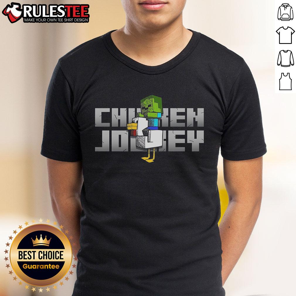 Awesome Chicken Jockey Minecraft Chicken Zombie T-Shirt featuring a fun graphic of a chicken riding a zombie.