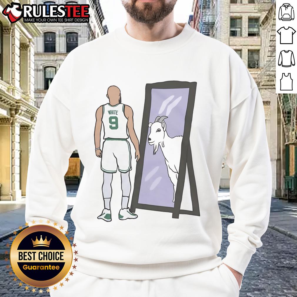 Awesome Derrick White Mirror Goat Sweatshirt featuring a stylish design and vibrant colors for basketball fans.