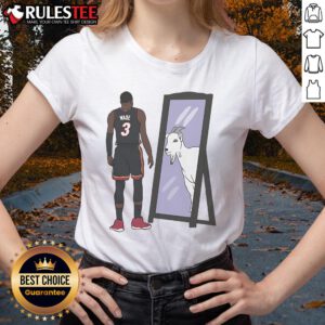 Awesome Dwyane Wade mirror GOAT ladies tee showcasing a stylish design for basketball fans and fashion lovers.