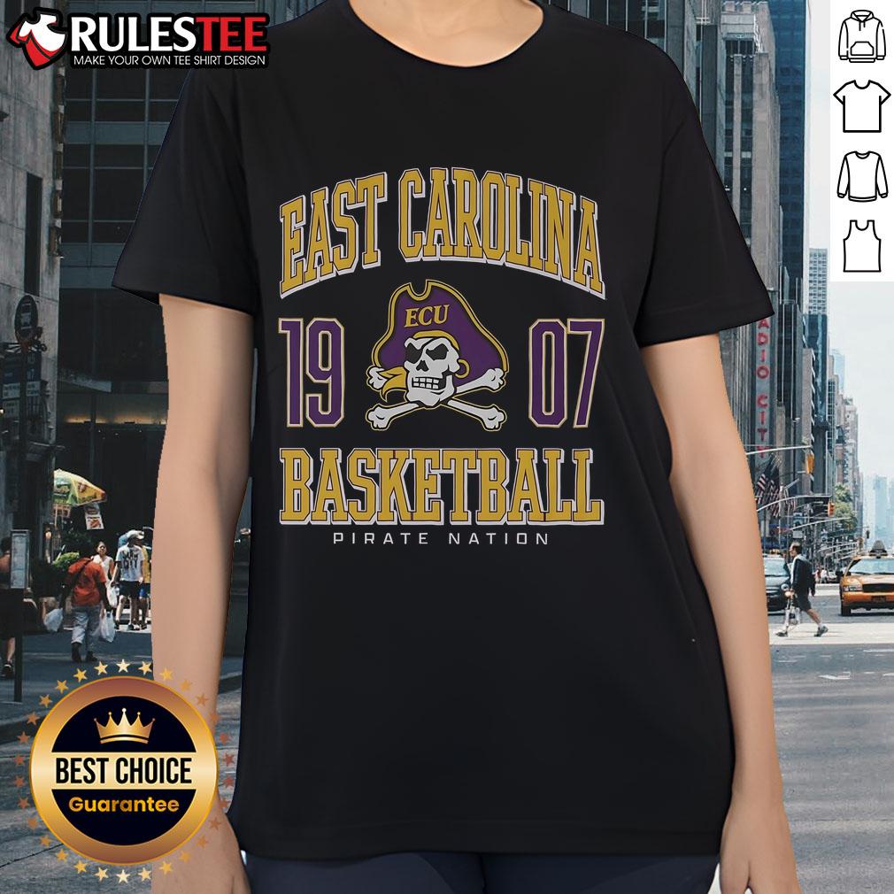 Awesome East Carolina Pirates Basketball ladies tee featuring vibrant team colors and logo for fans and supporters.