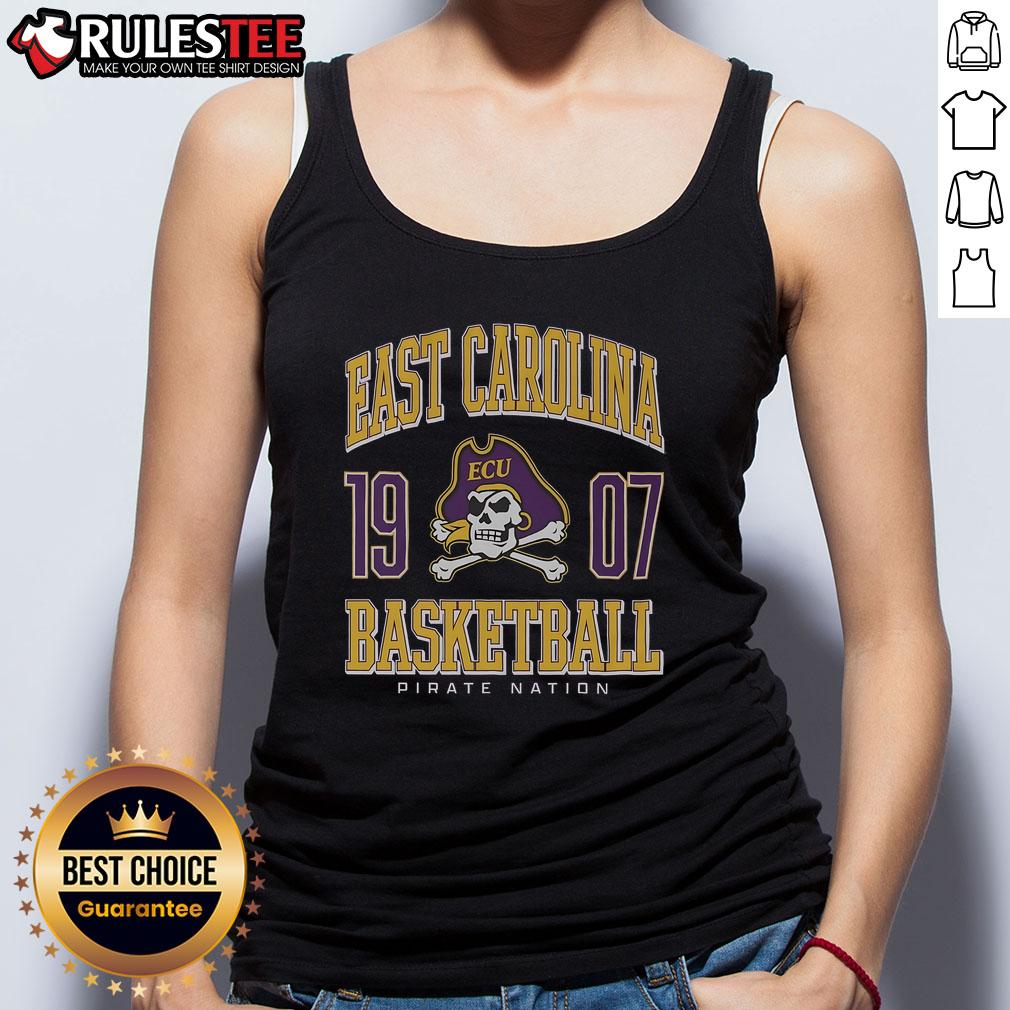 Awesome East Carolina Pirates basketball tank top featuring vibrant colors and team logo, perfect for fans and athletes.