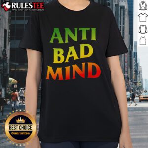 Awesome Gradient Anti-Bad Mind Ladies Tee featuring vibrant colors and a stylish design for positive vibes.