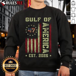 Awesome Gulf of Merica US Flag Patriotic sweatshirt Est. 2025 featuring a vibrant design perfect for proud Americans.