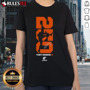 Awesome GWS Giants Toby Greene 250 Ladies Tee showcasing vibrant team colors and stylish design for fans.