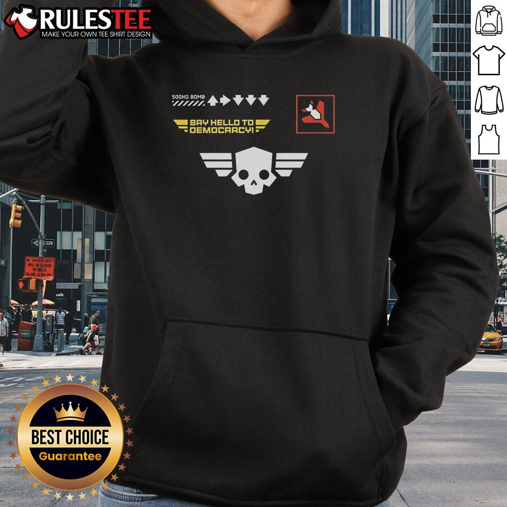 Awesome Helldivers 2 500kg Bomb Hoodie featuring a bold design, perfect for fans of the game and stylish streetwear.