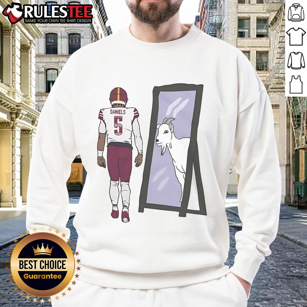 Alt Text: Awesome Jayden Daniels mirror goat sweatshirt featuring a bold graphic design, perfect for fans and casual wear.